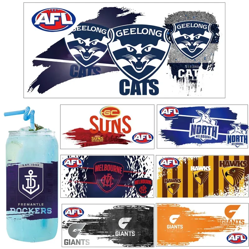 Australia rugby team mascot Sport UV Sticker Party DIY Decals 3D transfers uvdtf tumbler seal stickers 16oz uv dtf cup wraps