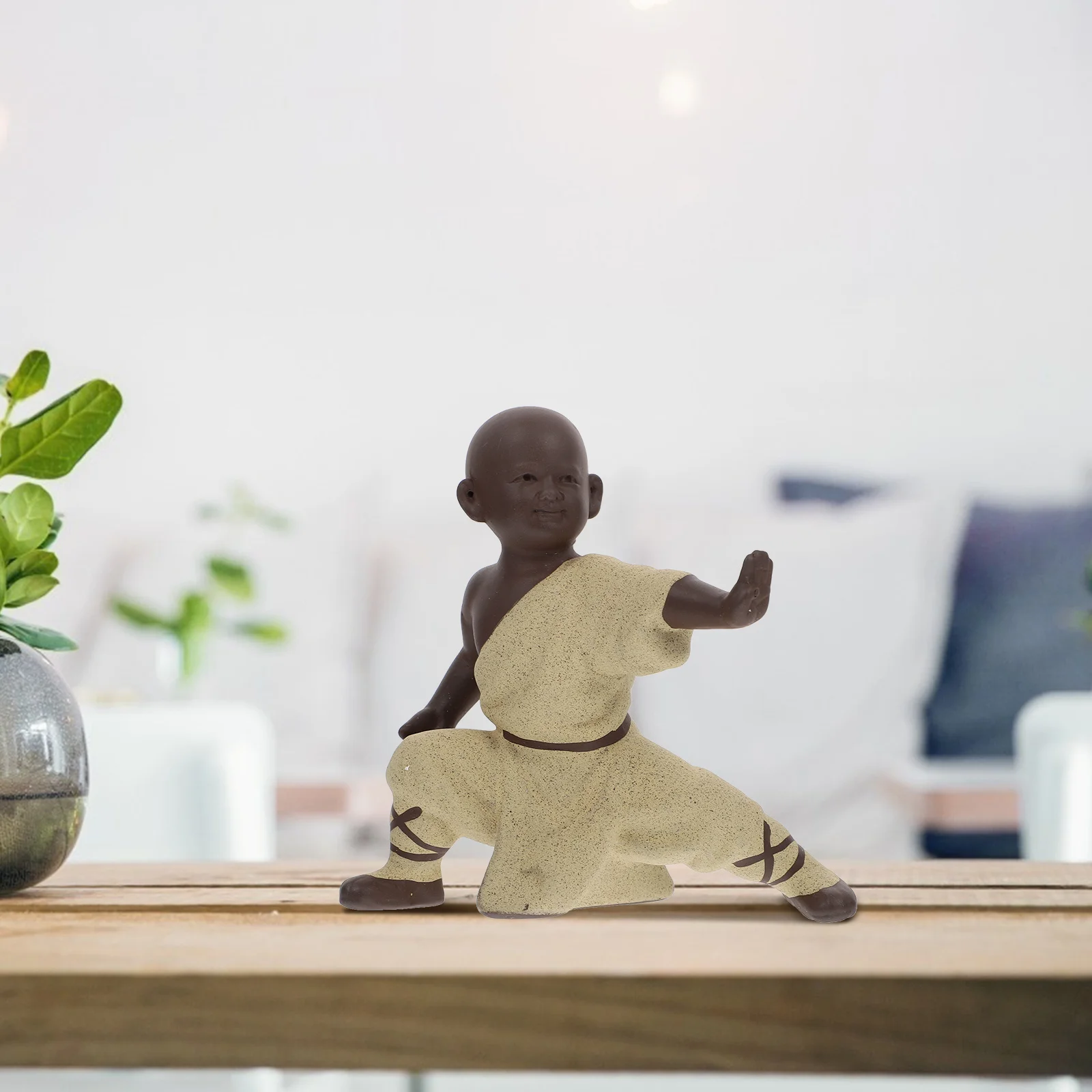 

1Pcs Premium Ceramic Tea Pet Purple Clay Decor Small Lightweight Monk Ornament for Tea Table Desktop Decoration Gift