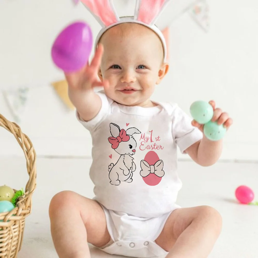 

My First Easter Baby Romper Bunny Printed Infant Bodysuit Boys Girls Easter Party Outfits Clothes Infant Short Sleeve Playsuits