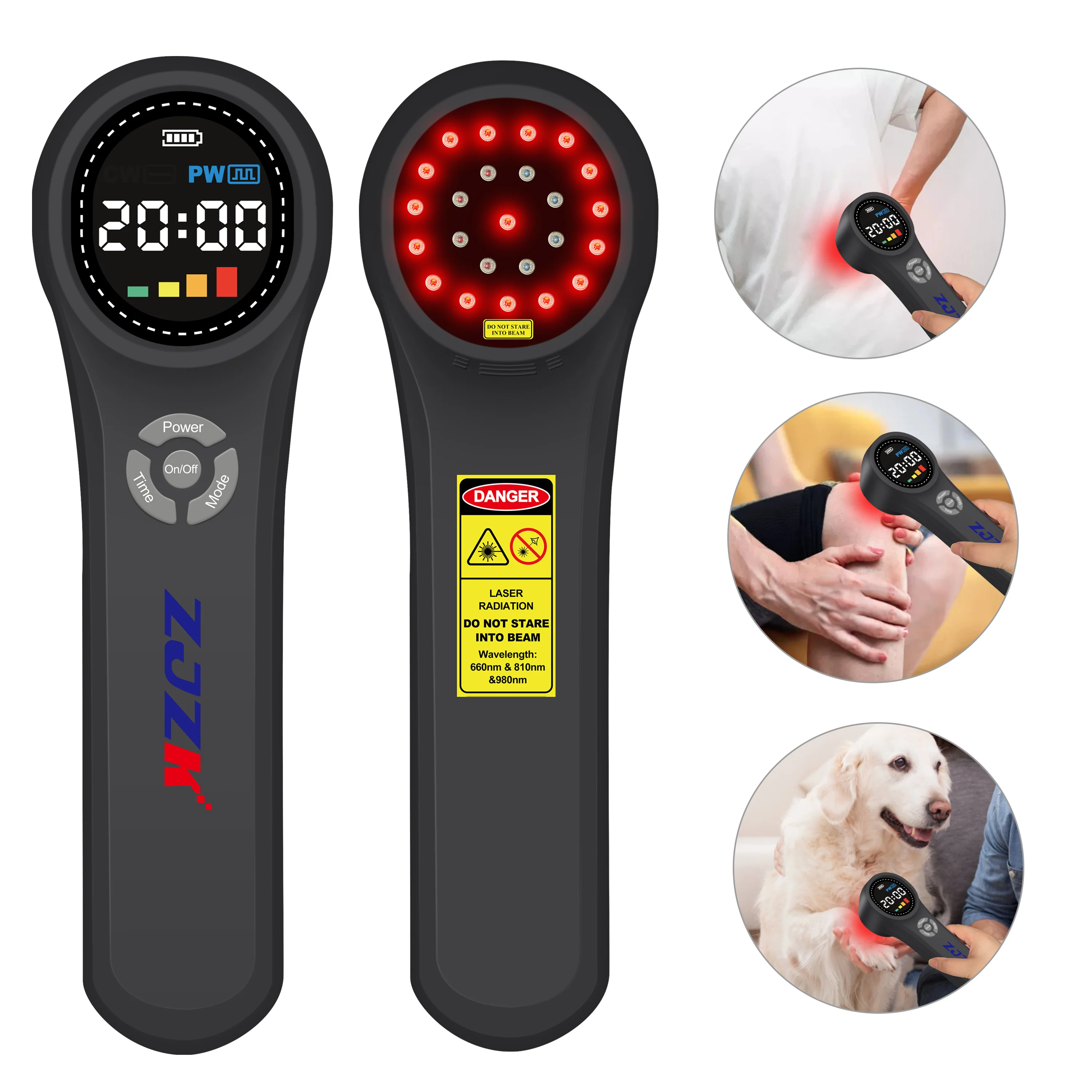 ZJZK Pain Management Laser Therapy 810nmx4diodes+980nmx4diodes Dog Laser For Hand Pain soft tissue injuries