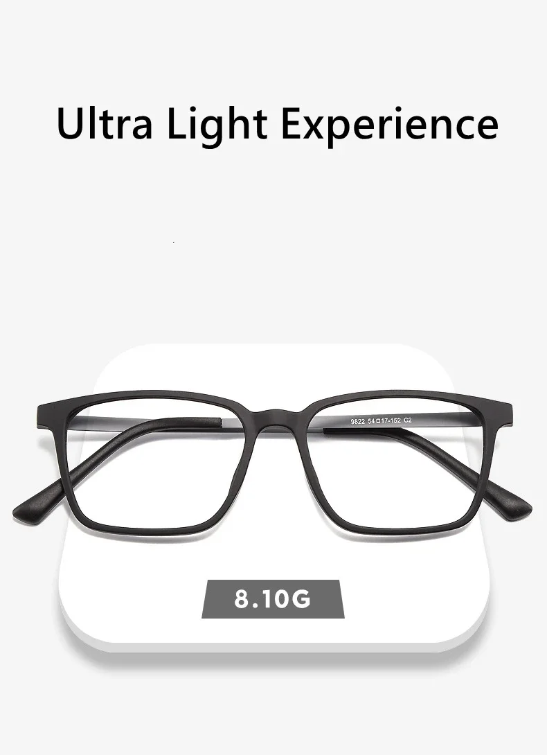 Ultraleichter quadratischer Gummi-Titan-Myopie-Brillenrahmen für Damen, blaues Licht blockierendes optisches Brillengestell für Herren – Detail 4