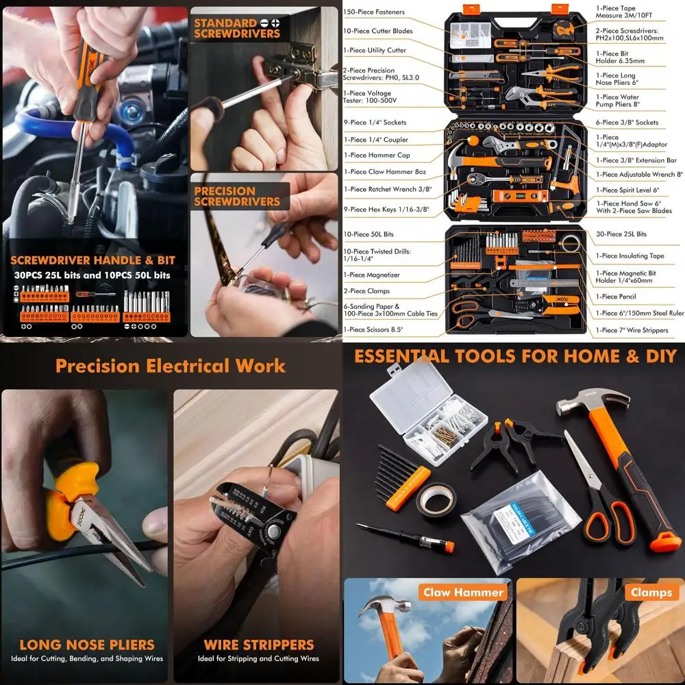 

XOOL 368 Piece Home Repair Tool Kit with Drawer Toolbox, Includes Hammer, Pliers, Screwdrivers, Wrench, Tape Measure & More for
