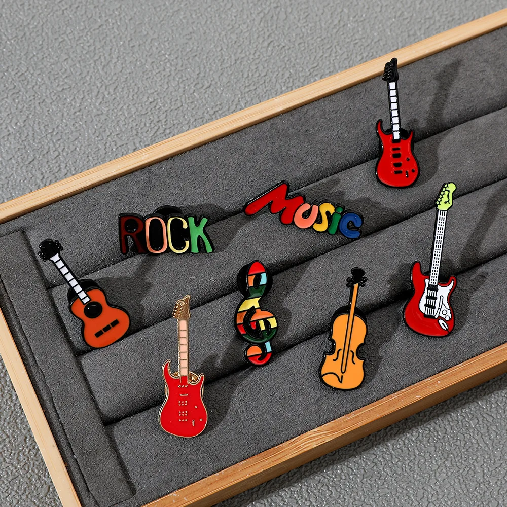 Music Element Brooch Music Series Guitar Trendy Musical Note Metal Badge Accessories Wholesale Hat Pins for Backpacks Cap Pin