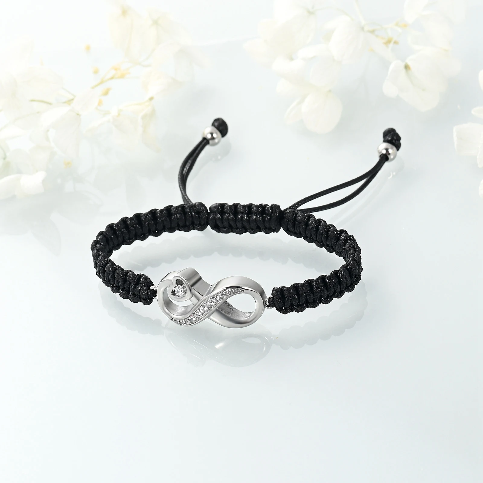 Infinity Urn Bracelet for Ashes Stainless Steel Ashes Memorial Bangle With Crystal Bow Urns for Women Cremation Jewelry