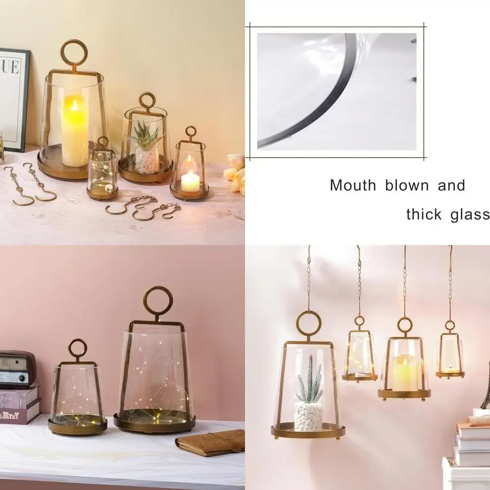 

Металлический подсвечник в современном фермерском доме шириной 6 дюймов с прочным стеклянным рукавом ручной работы из античной латуни для свечей-стойки и Pl