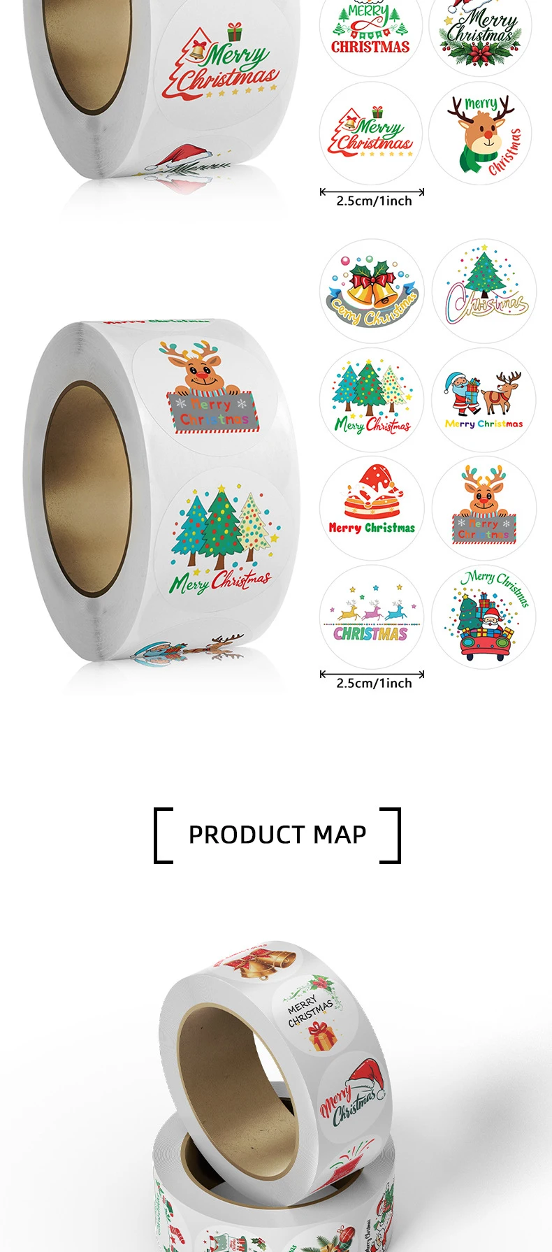 500 Stück Frohe Weihnachten Siegelaufkleber zum Dekorieren von DIY-Geschenken, Backpapier, Umschlägen und Schreibwaren für die Weihnachtsfeier-Dekoration – Detail 5