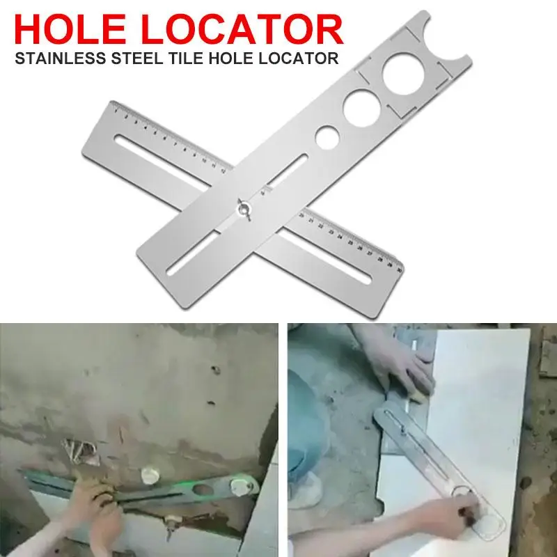 Stainless Steel Tile Hole Opener Locator Marking Hole Punching Positioning Ruler Ceramic Marble Glass Floor Drilling Hole Tools