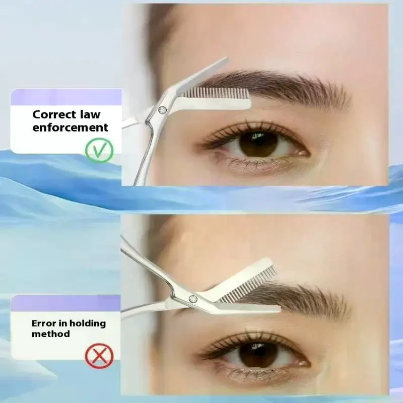 1Pcs Eyebrow Trimming Scissors With Combs Professional Eyebrow Trimmer Stainless Steel Grooming Eyebrow Shaping Scissors Tools