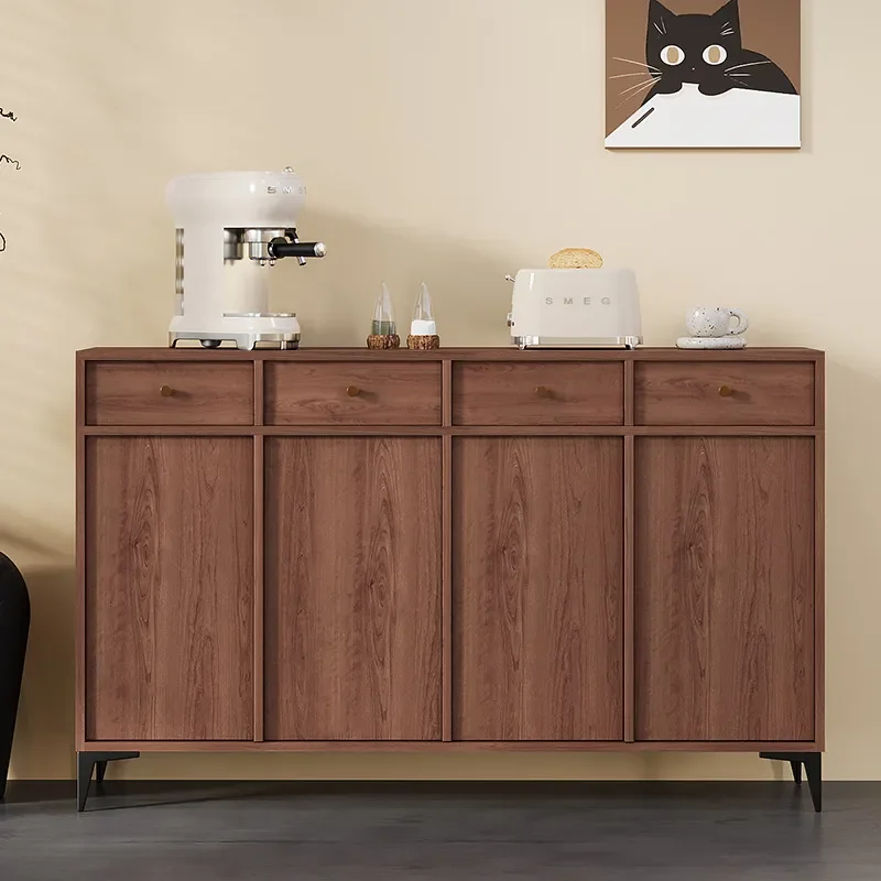 New Chinese Style Solid Wood Dining Side Cabinet Integrated Wall Mounted Entrance Tea Storage Locker
