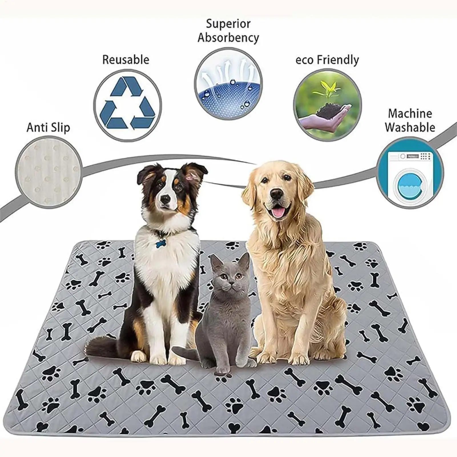 Dog Pee Pads Fast Absorbent Pet Training Mat Leak-Proof Pet Training Pads for Dogs Indoor for Pee Cats Potty Training pee pads view 5