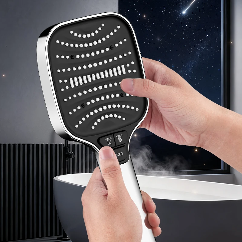 

Upgraded 8-speed large-panel booster massage handheld shower head with silicone detachable water outlet. Multi-mode shower nozzl