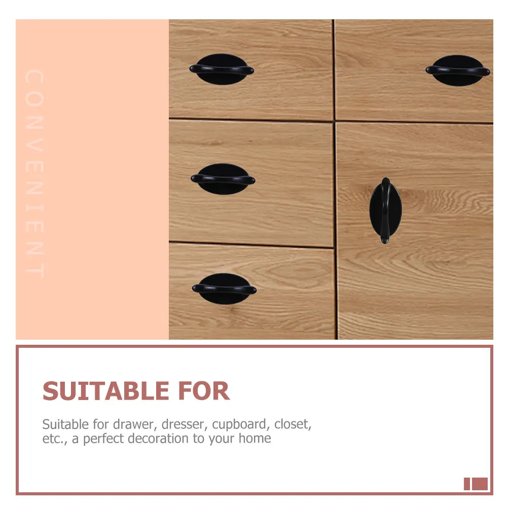 

4 Pcs Black Adhesive Cabinet H Drawer Pulls Plastic Knobs for Dresser Cupboard Closet Kitchen Furniture Hardware
