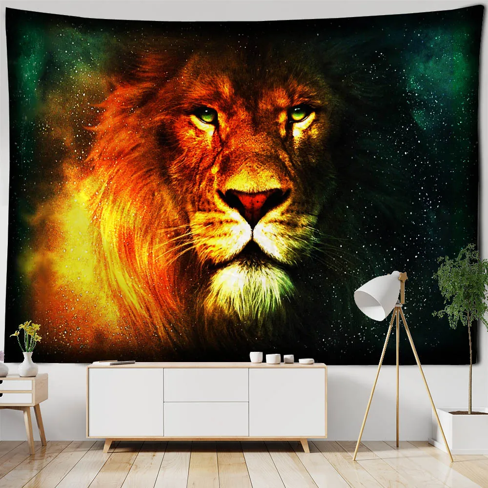 

Lion King Art Tapestry Room Art Decoration Wall Hanging Forest Animal Cartoon Home Wall Decoration Background Cloth Beach Mat