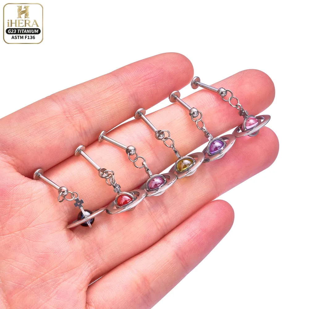 ASTM F136 Titan Gewindelose Dangle Star Pear Triangle CZ Blumen Flat Back Labret Lippen-, Ohr-, Tragus-, Helix-, Knorpelpiercing-Set – Detail 32
