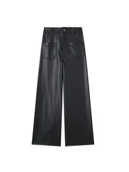 Women Faux Leather Pants 2023 2023 Autumn Women High Waist Pants for Women Streetwear Pleated Women's Pants