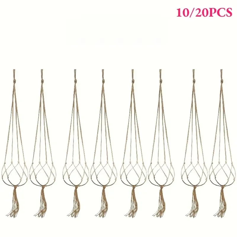 10/20pc Natural Jute Plant Basket Liners 90cm Vintage Rope Plant Hanging Basket Handmade Striped Flower Pot Stand Indoor/Outdoor