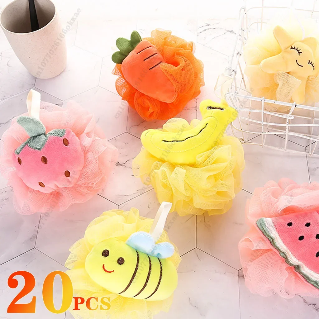 

1-20 шт. шарики для ванны, милые цветочные детские шарики для ванны и душа, лента для ванны, мягкие аксессуары для купания, мытье тела