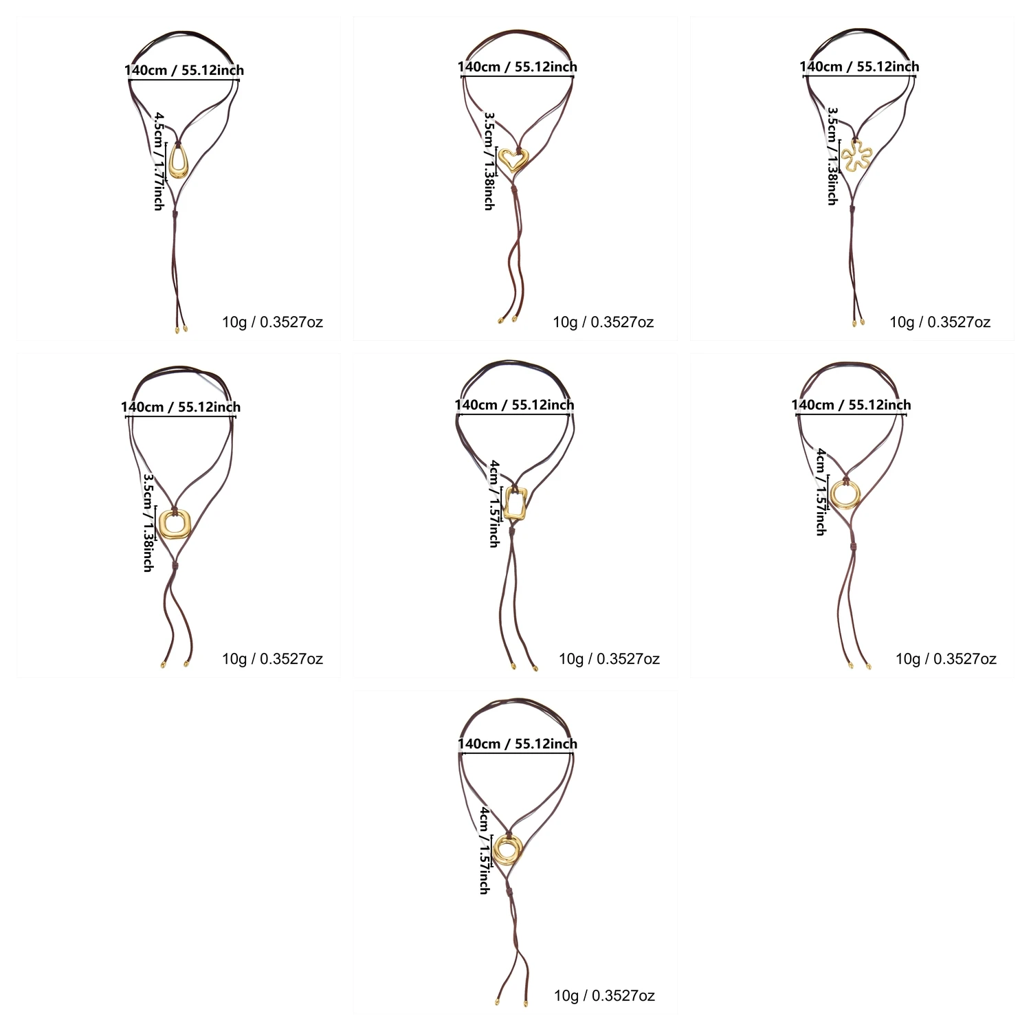 Minimalistische, klobige, goldbeschichtete Halskette mit geometrischem Anhänger aus Edelstahl für Damen, verstellbare Kordelkette, Party-Schmuck, Geschenk – Detail 3