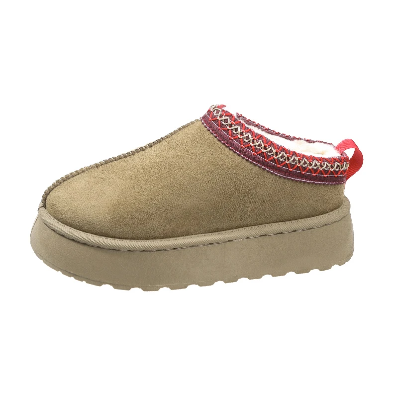 2025 botas de nieve calientes para mujer invierno nuevo cachemir suelas gruesas cálidas sin pelo cubierto medio zapatilla zapatos de algodón para mujer
