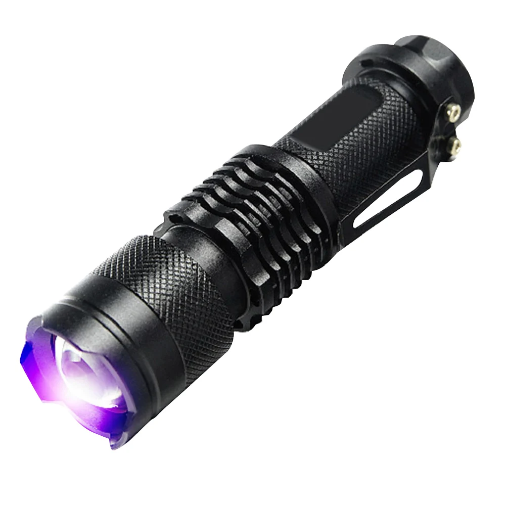 LED UV 손전등 배터리 구동 돈 확인, 보라색 빛, 애완 동물 소변 얼룩 감지기 도구, 자외선 토치