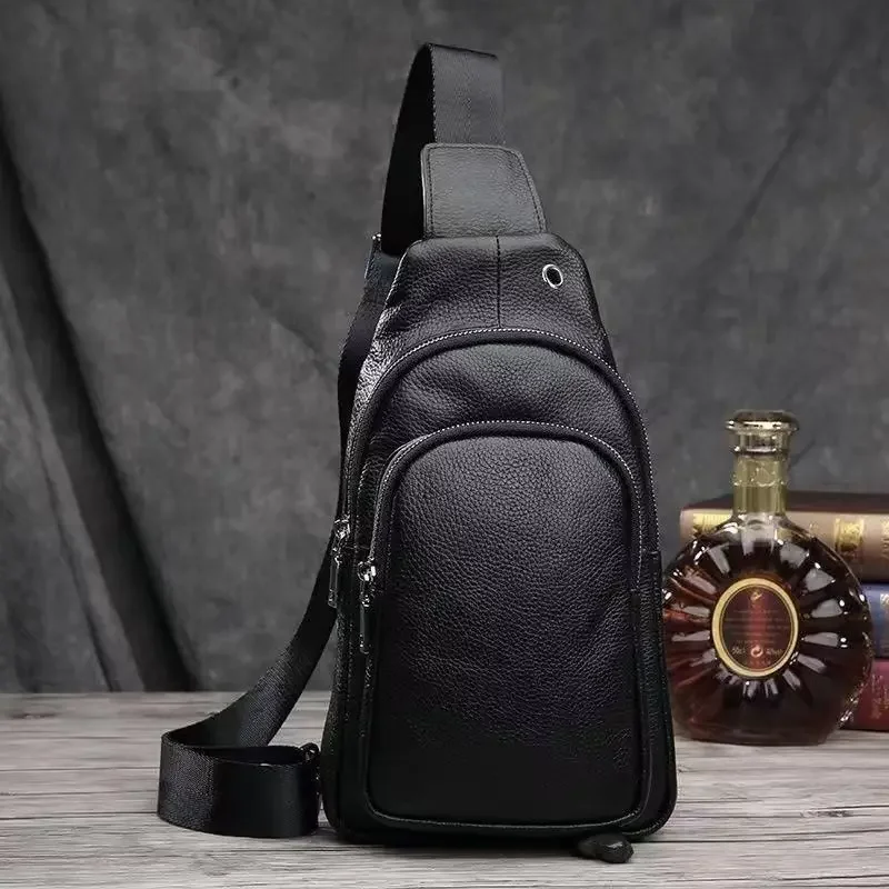 2027 New Fashion Genuine Leather Men Waist Packs Male Casual Chest Pack Real Leather Boy Brand Design Chest Shoulder Package