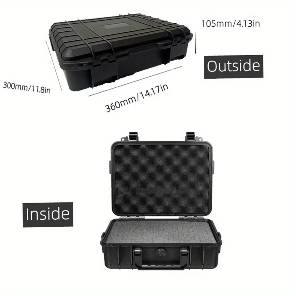 1 Stück Wasserdichter Hartschalenkoffer Werkzeugkoffer mit Vorgeschnittenem Schaumstoff Aufbewahrungsbox Sicherheitsschutz Organizer Hardware-Werkzeugkasten