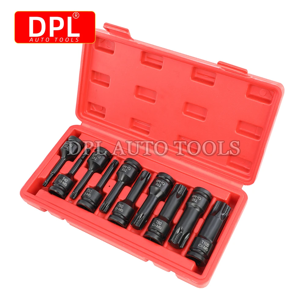 10pcs 1/2 Inch Drive Impact Torx Star Bit Socket Sets T30-T100 Socket Bits Set T30 T40 T45 T50 T55 T60 T70 T80 T90 T100