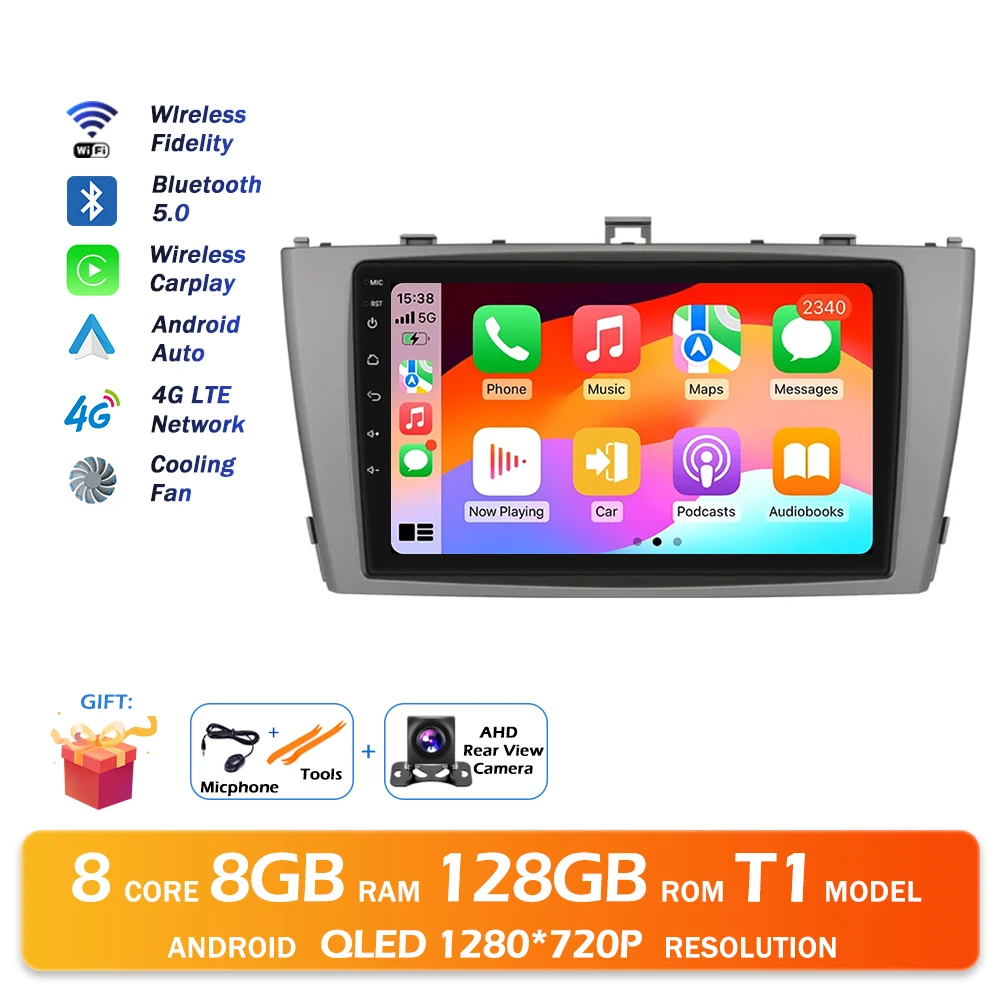 Android 16 QLED 2000*1200 P Voor Toyota Avensis T27 2008-2015 GPS Navigatie Multimedia Speler Auto draadloze CarPlay WIFI 4G