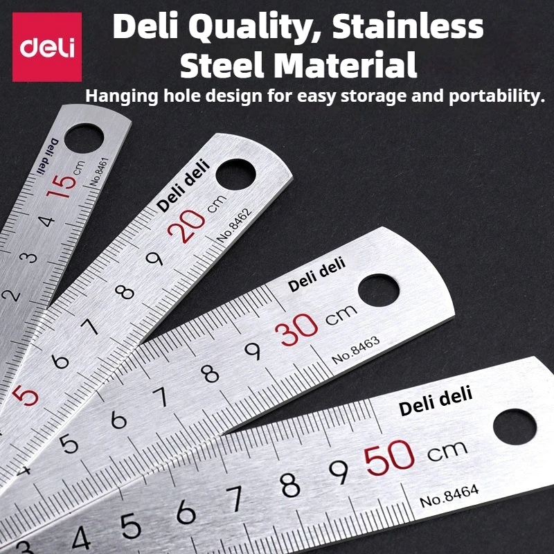 

Deli Stainless Steel Ruler 15/20/30cm Metal Straight Ruler for Home School Precision Measuring Drawing Tool Supplies 1/2/5pcs