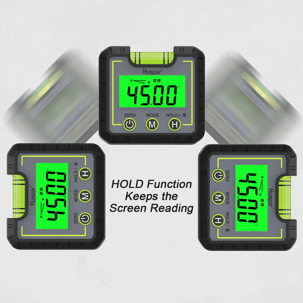 Huepar AG01 Digital Level Angle Gauge Mini Angle Finder Level Box with V-Groove Magnetic Base&Backlight LCD