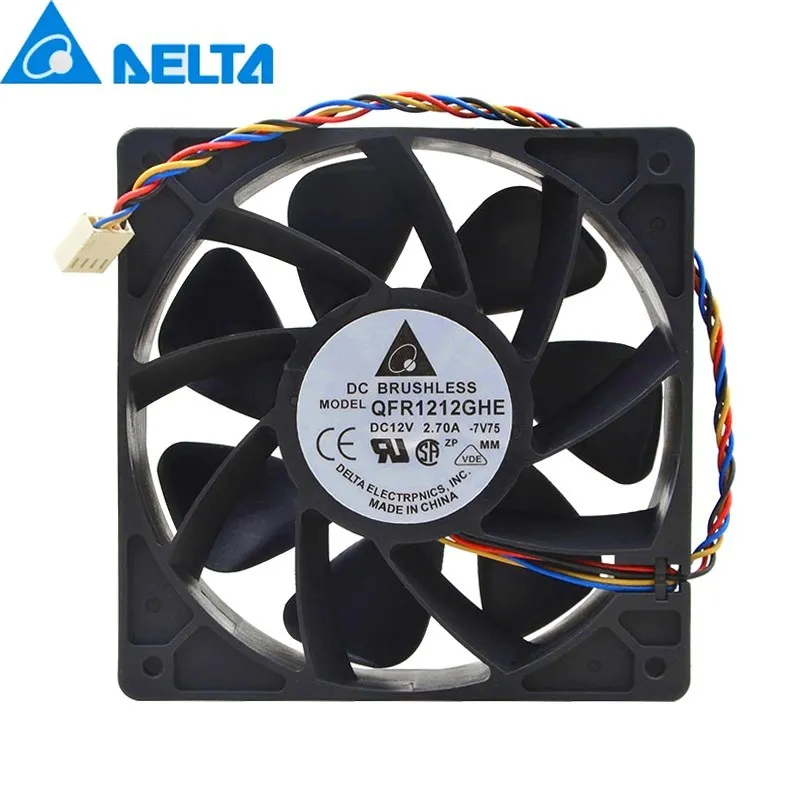 

1pcs QFR1212GHE QFR1212GHE-PWM 4P 12V 2.7A 12038 Server Cooling Fan 74Y5220 120mm 120*120*38mm for belta Bitcoin Miner