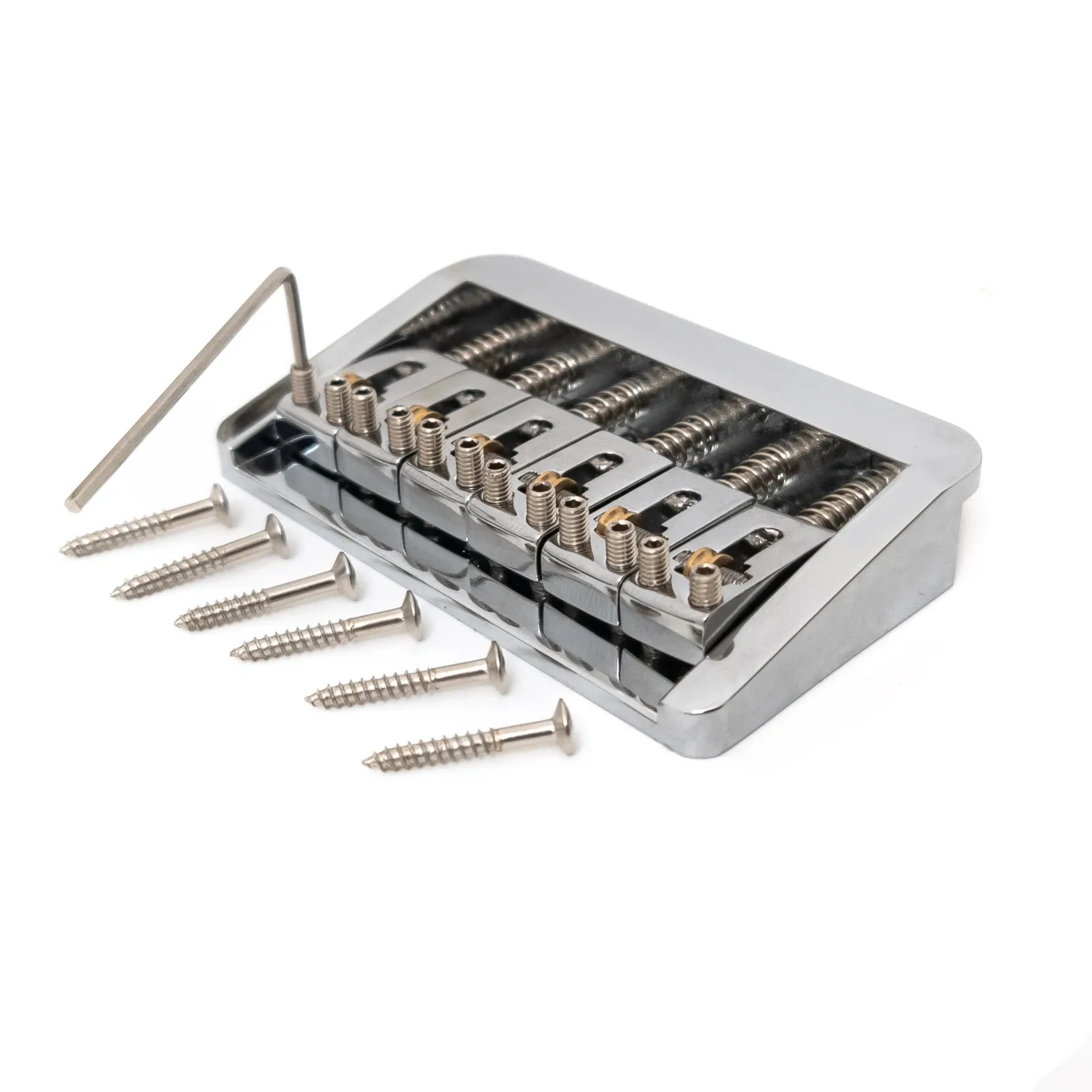 Fixed Guitar Bridge with Adjustable 10.5mm Roller Saddles, Copper Zinc Block Tremolo Bridge Replacement Parts