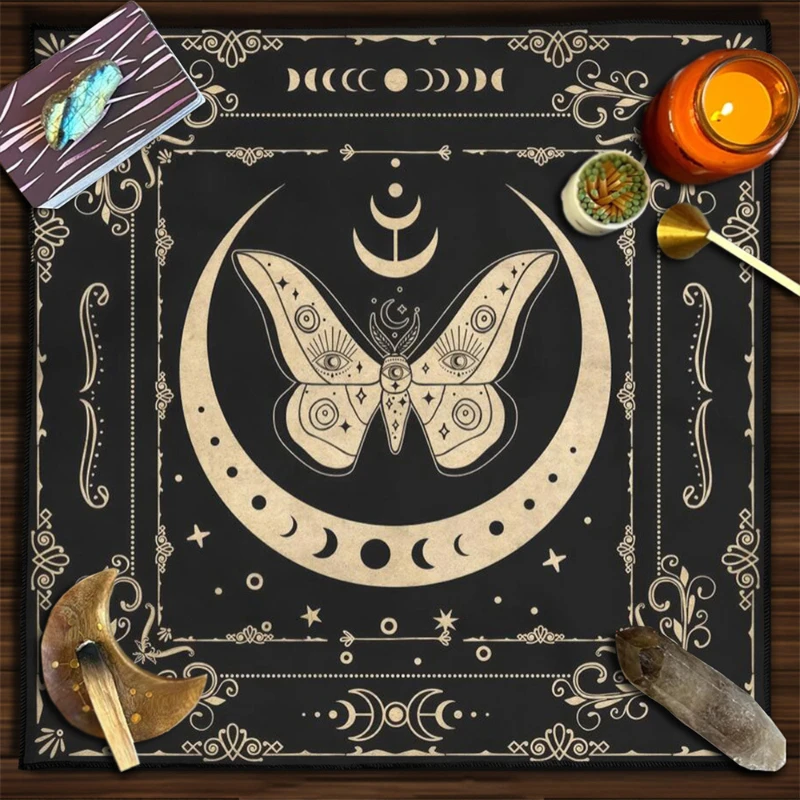 Zodiac Wheel Occult Sigil Tarot Cloth Divination Mat Witchcraft Wiccan Altar Cloth Spiritual Home Decor