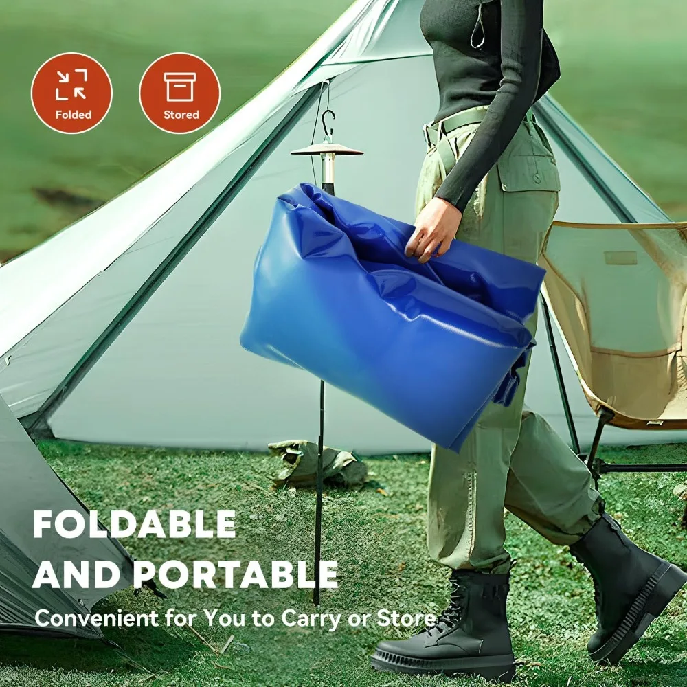 مثانة تخزين المياه المحمولة 528 جالون/2000 لتر، خزان مياه قابل للطي PVC 1000D مع حنفيات ومجموعة تجاوز، تخزين المياه