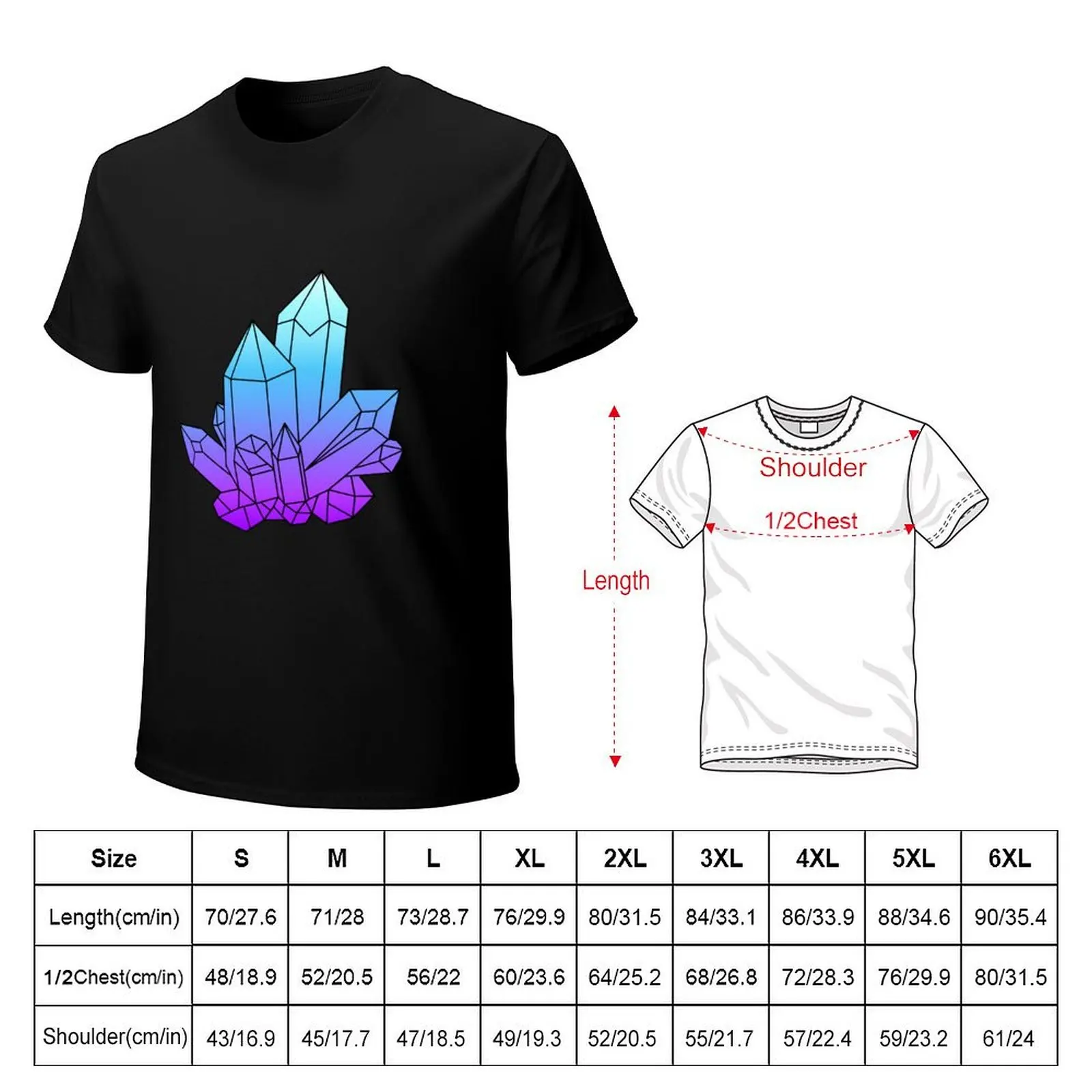 Crystal Cluster Blue and Purple T-Shirt Stain Resistant Casual Tee