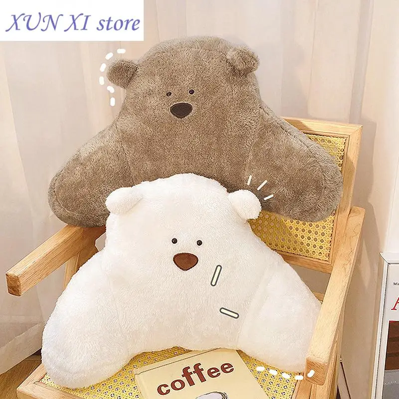 

New Cartoon Bear Head Cushion Neck Protection Pillow Cute Plush Car Seat Headrest Office Chair Soft Lumbar Cushions Home Decor