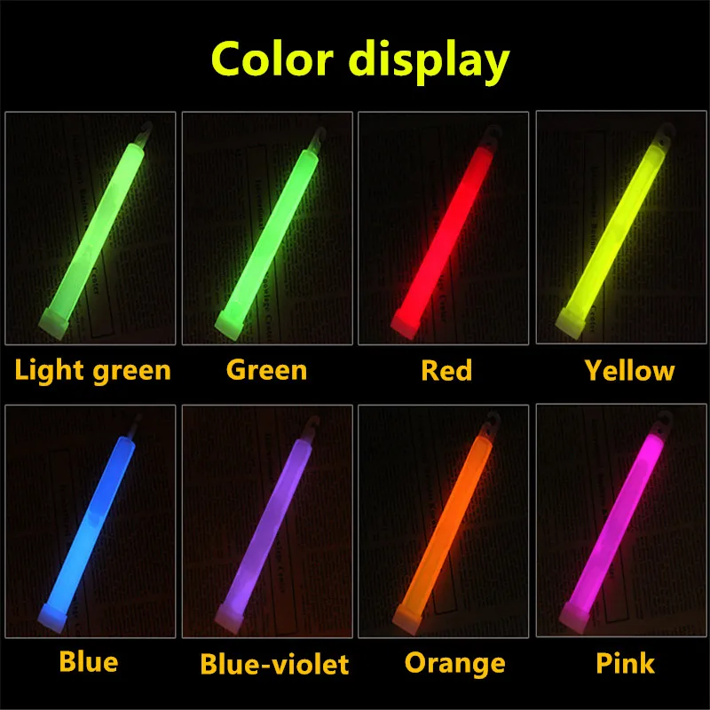 2022 Fashion New 6 pollici Multicolor Glow Stick Chemical Light Stick campeggio decorazione di emergenza Party club forniture fluorescenti