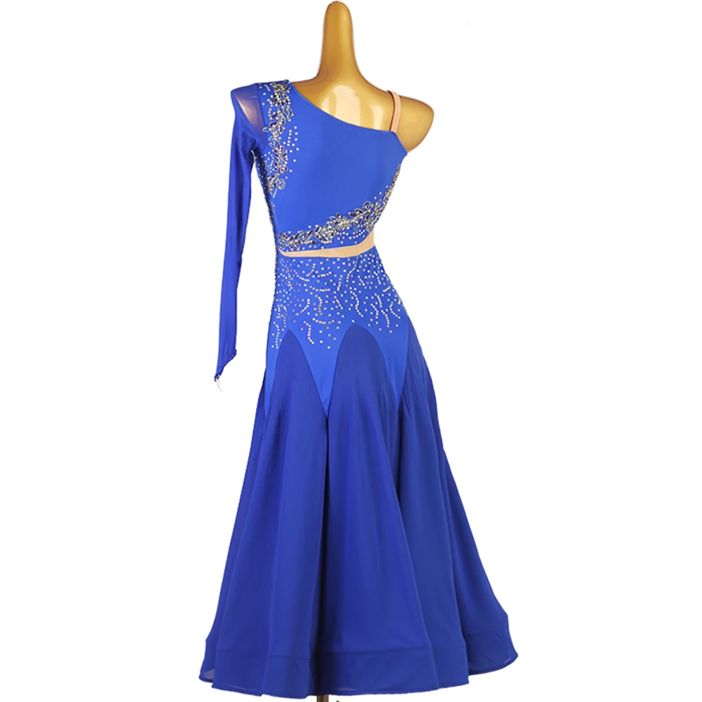 Fashion Single Sleeve Ballroom Dance Competition Dress Dancing Standard pratique Wear Women Slim Stage Performence Costume