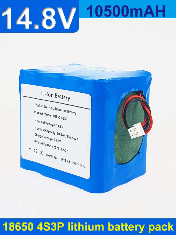 12V 10.5AH 4S3P battery pack 18650 built-in 40A same port charge and discharge balance BMS