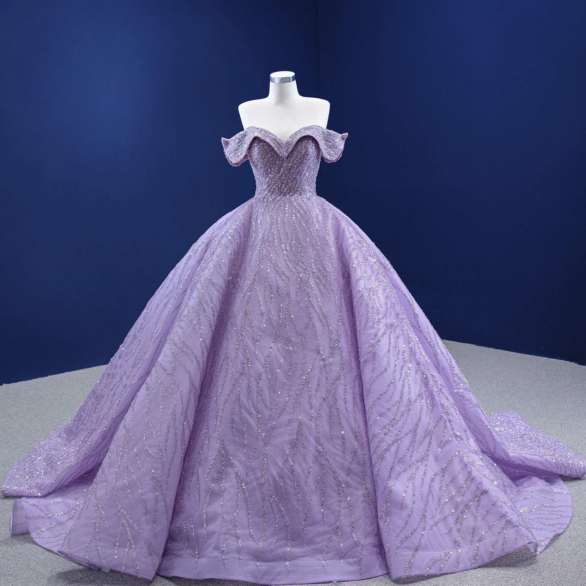 Rosymae robe de bal à épaules dénudées robe de mariée élégante robe violette longueur au sol vestidos de boda