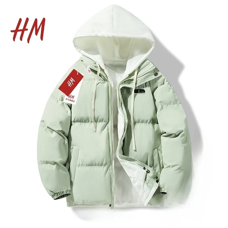 HM Official Fake Two-Piece Cotton-Padded Coat Couple Fashion Brand Autumn and Winter 2024 Loose Warm Cotton-Padded Jacket Out...