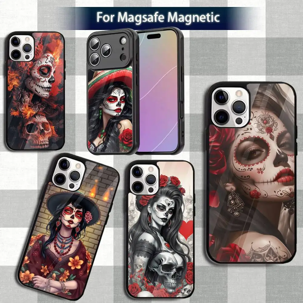 

CatrinaS Rose S-Skull Girl Phone Case For iPhone 13,12,15,17,11,16,14,Pro,Max,Plus,Mini,Magsafe,Magnetic Wireless Charging Case