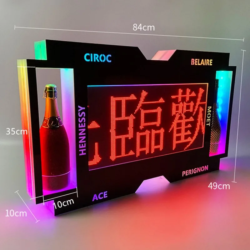 Customized Rechargeable APP Programmable Scrolling LED Message Board Sign VIP Bottle Service Marquee Board Neon Sign Light Box