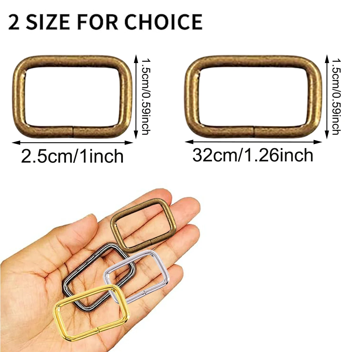 30 Pcs Heavy Duty Rectangle Ring, Webbing Belts Buckle Metal Rings For Belt Bags DIY Accessories Keychains Belts and Dog Leash