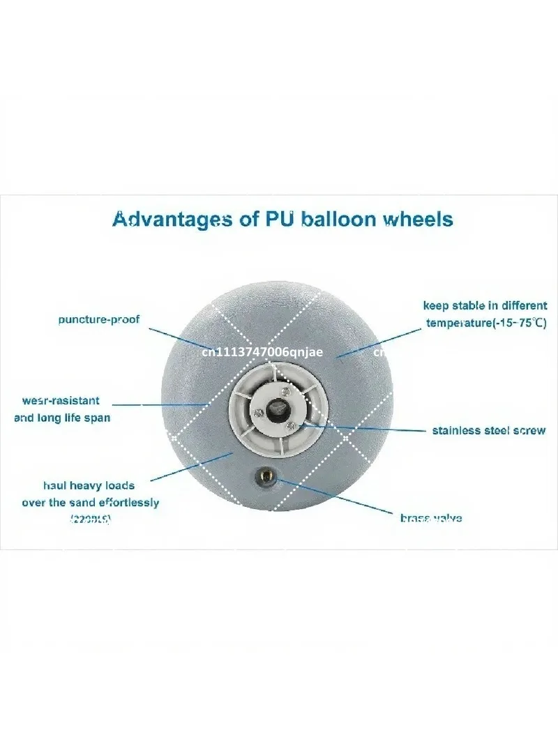 12 Inch Inflatable PU Wheel Replacement for Beach Cart Fishing Cart Outdoor Camping Bike Surfboard Kayak Wagon