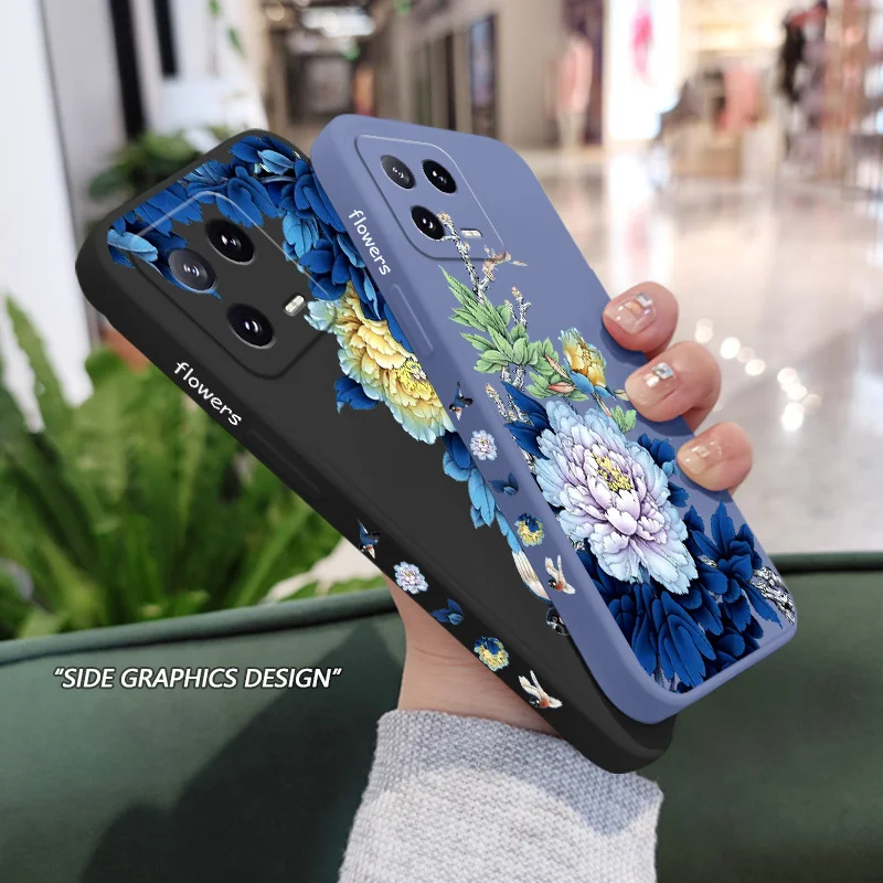 Blue Blossom Phone Case For Xiaomi Mi 14 13 13T 12 12X 12T 12S 11 11T Ultra 10 10T 9 9T 9SE Pro Lite Liquid Silicone Cover