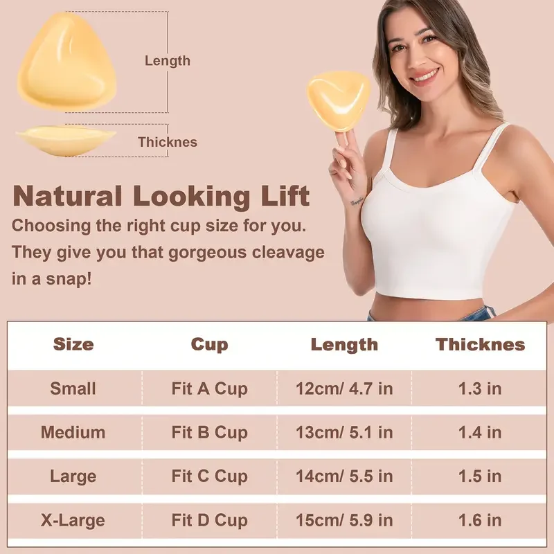 حمالة صدر SNOWY Sticky Inserts - حشوات لزجة معززة فورية بواسطة وسادة صدر غير مرئية قابلة لإعادة الاستخدام من SNOWY، صدر من السيليكون الناعم المريح