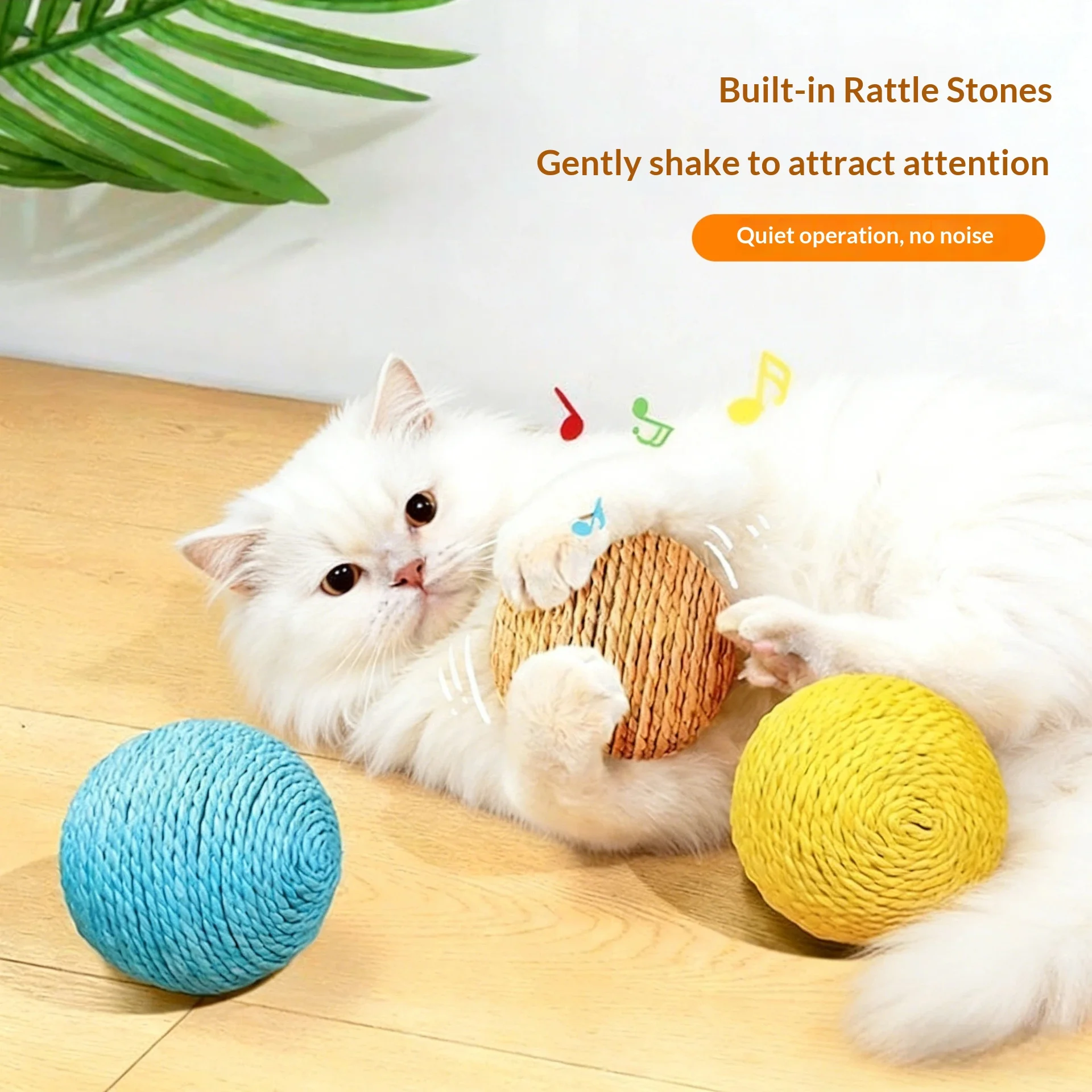 3Pcs Pet Cat Toy Play 6cm Sisal Paper Rope Ball Extra Large Self-Pleasure RelieveChewing Artifact Funny Cat Stick Teeth Grinding - view 5