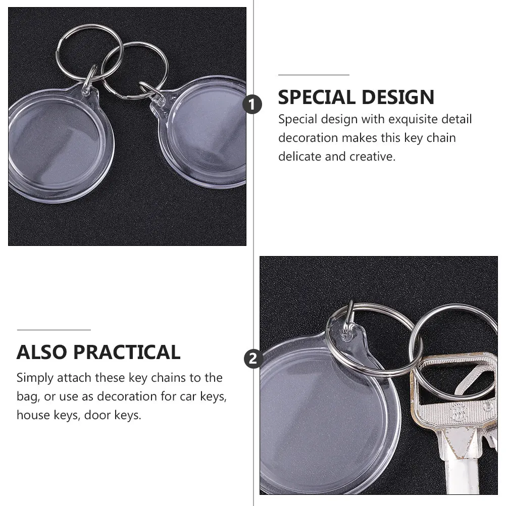30Pcs Photo Frame Keychain Acrylic Key Chain DIY Custom Insert Photos Logo Personalized Creative Key Holder Gift for Family