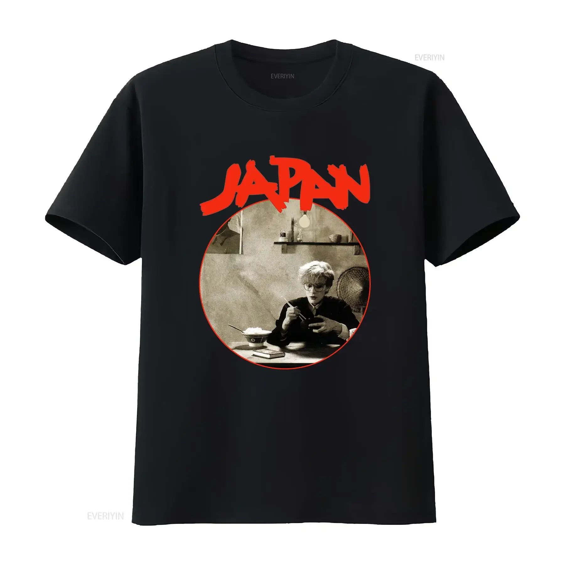 Men'S Vintage Japan Tin Drum T Shirt Heavyweight Black with Red Text Retro Music for Concerts Casual Attire Sizes S 4XL
